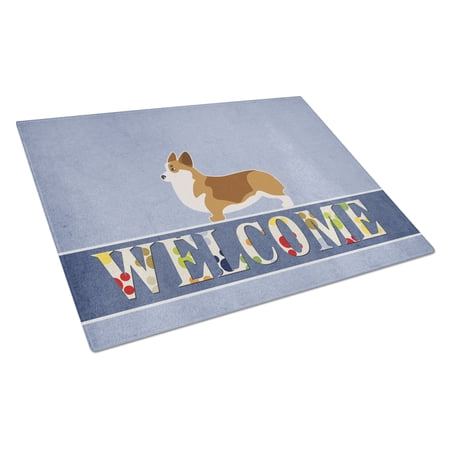 Caroline's Treasures Corgi Welcome Glass Cutting Board Large