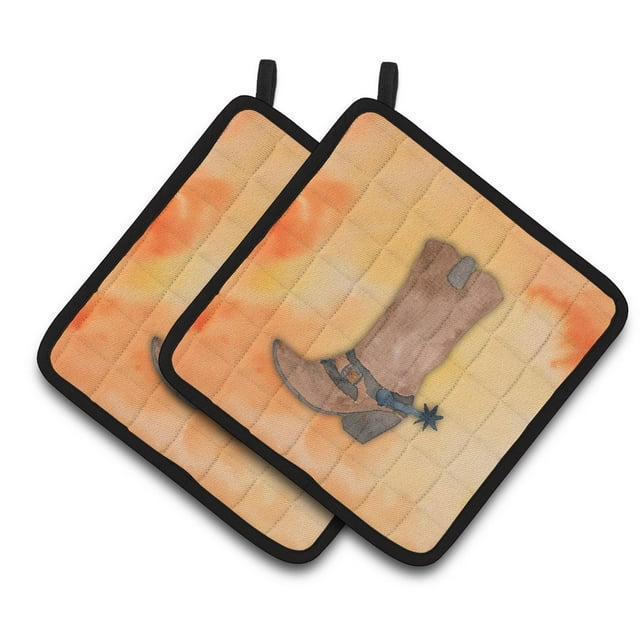 Caroline's Treasures Cowboy Boot Watercolor Pair of Pot Holders