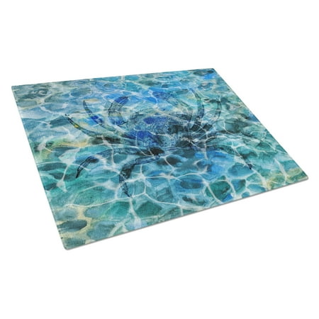 Caroline's Treasures Crab Under water Glass Cutting Board Large