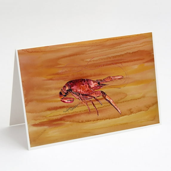 Crawfish Hot and Spicy Greeting Cards and Envelopes Pack of 8