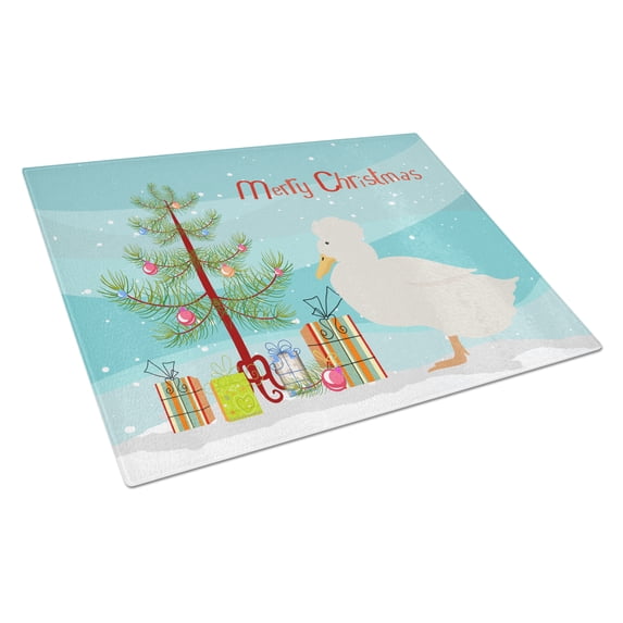 Caroline's Treasures Crested Duck Christmas Glass Cutting Board Large