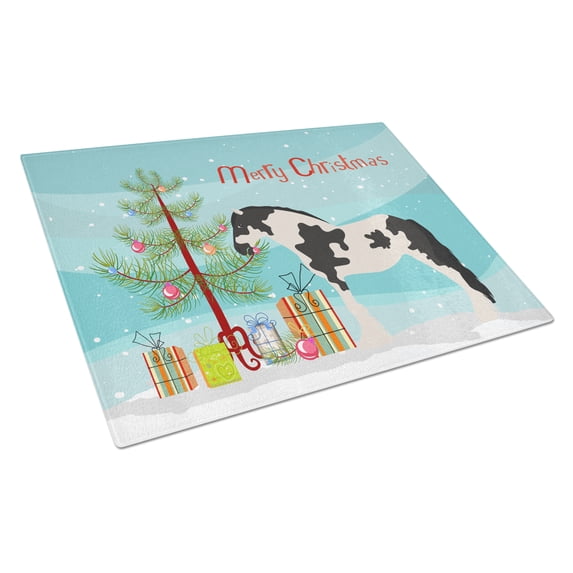 Caroline's Treasures Cyldesdale Horse Christmas Glass Cutting Board Large