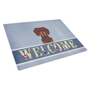 Caroline's Treasures Dachshund Chocolate Welcome Glass Cutting Board Large