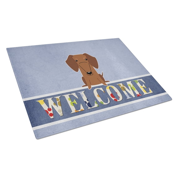 Caroline's Treasures Dachshund Red Brown Welcome Glass Cutting Board Large
