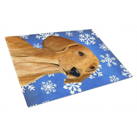 Caroline's Treasures Dachshund Winter Snowflakes Holiday Glass Cutting Board Large