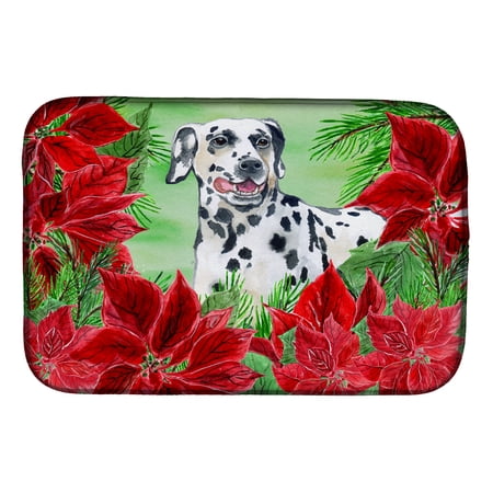 Caroline's Treasures Dalmatian Poinsettas Dish Drying Mat