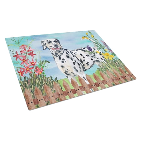 Caroline's Treasures Dalmatian Spring Glass Cutting Board Large