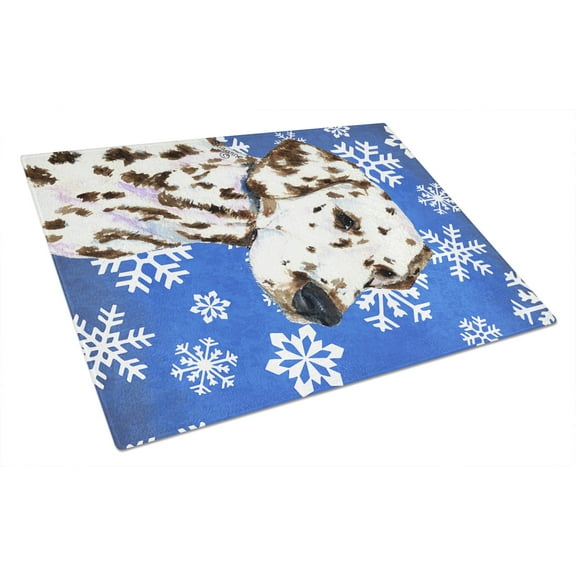 Caroline's Treasures Dalmatian Winter Snowflakes Holiday Glass Cutting Board Large
