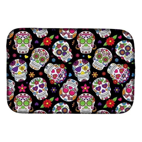 Caroline's Treasures Day of the Dead Black Dish Drying Mat