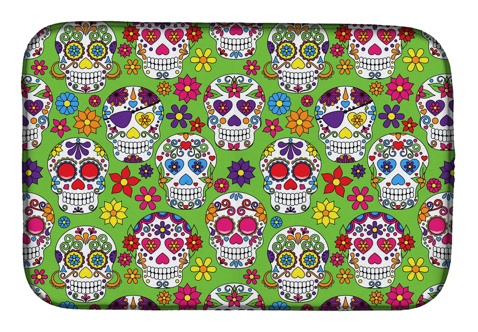 Caroline's Treasures Day of the Dead Green Dish Drying Mat