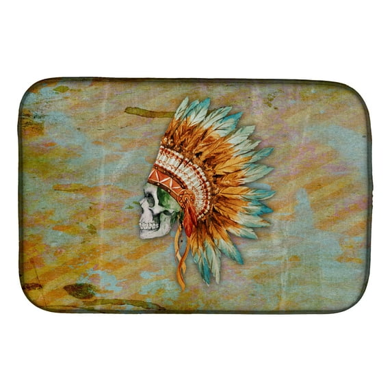 Day of the Dead Indian Skull Dish Drying Mat