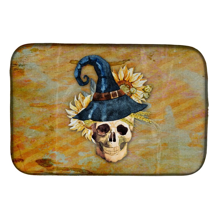 Day Of The Dead Skull Halloween Dish Drying Mat for Kitchen