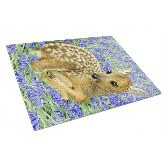 Caroline's Treasures Deer Fawn Glass Cutting Board Large
