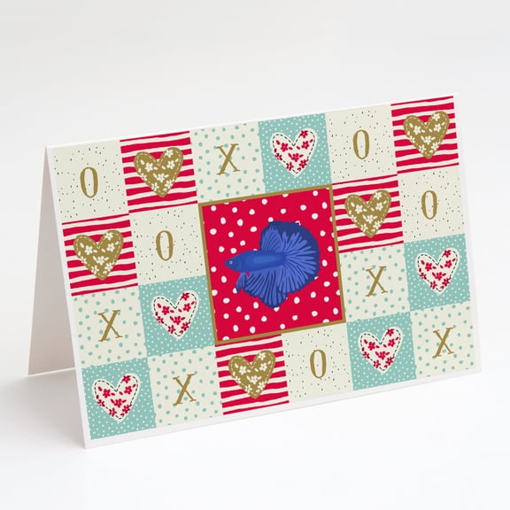 Delta Tail Betta Fish Love Greeting Cards and Envelopes Pack of 8
