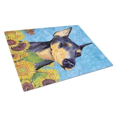 Caroline's Treasures Doberman Glass Cutting Board Large