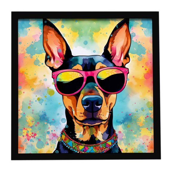 Caroline's Treasures Doberman Pinscher Hippie Dawg Framed Metal Print Bathroom, Kitchen, Office, Home Decor Wall Art Ready to Hang, Square, 8X8