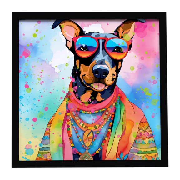 Caroline's Treasures Doberman Pinscher Hippie Dawg Framed Metal Print Bathroom, Kitchen, Office, Home Decor Wall Art Ready to Hang, Square, 8X8