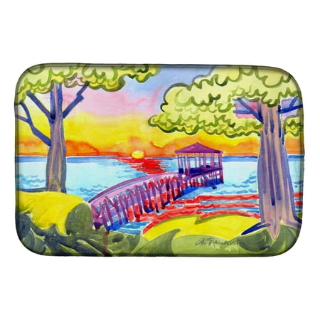 Caroline's Treasures Dock at the pier Dish Drying Mat