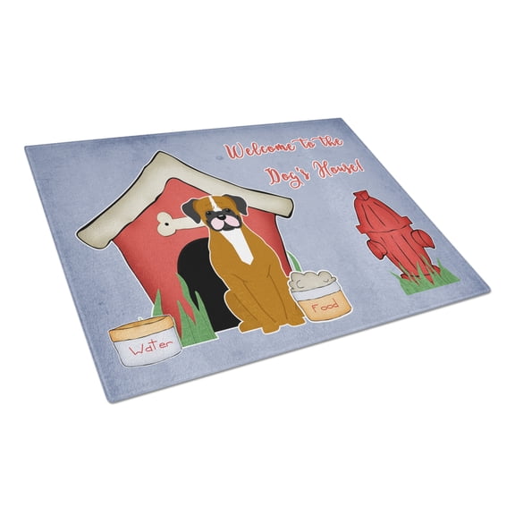 Caroline's Treasures Dog House Collection Flashy Fawn Boxer Glass Cutting Board Large