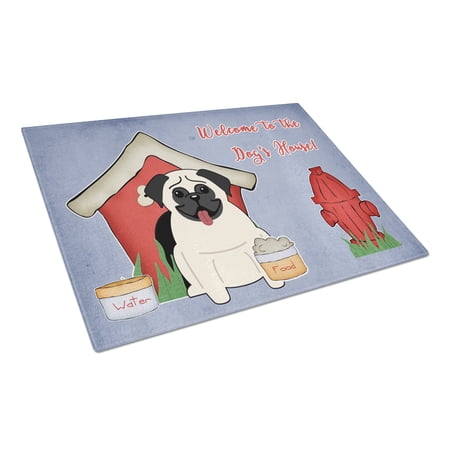 Caroline's Treasures Dog House Collection Pug Cream Glass Cutting Board Large