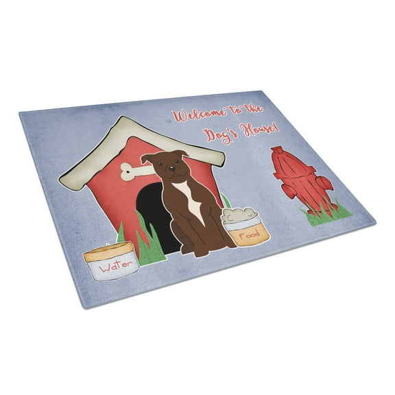 Caroline's Treasures Dog House Collection Staffordshire Bull Terrier Chocolate Glass Cutting Board Large