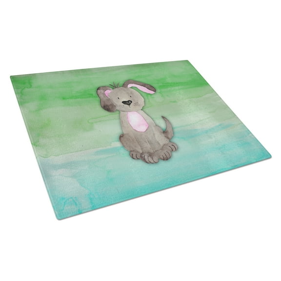 Caroline's Treasures Dog Teal and Green Watercolor Glass Cutting Board Large