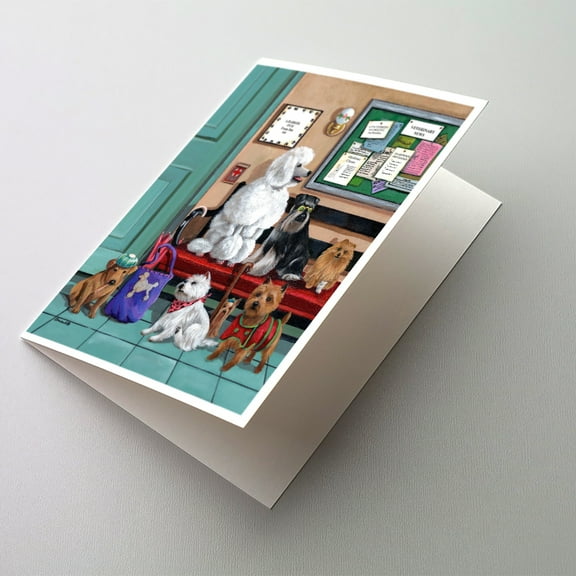 Dogs Vet Visit Greeting Cards and Envelopes Pack of 8