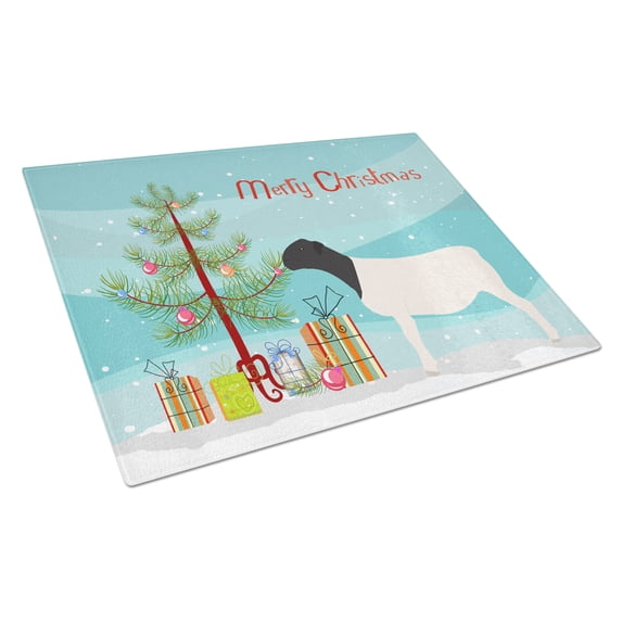 Caroline's Treasures Dorper Sheep Christmas Glass Cutting Board Large