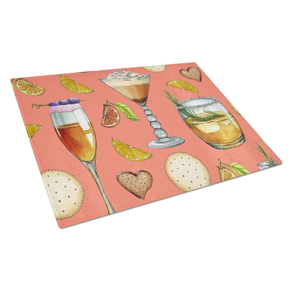 Caroline's Treasures Drinks and Cocktails Salmon Glass Cutting Board Large