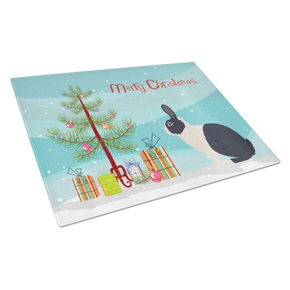 Caroline's Treasures Dutch Rabbit Christmas Glass Cutting Board Large