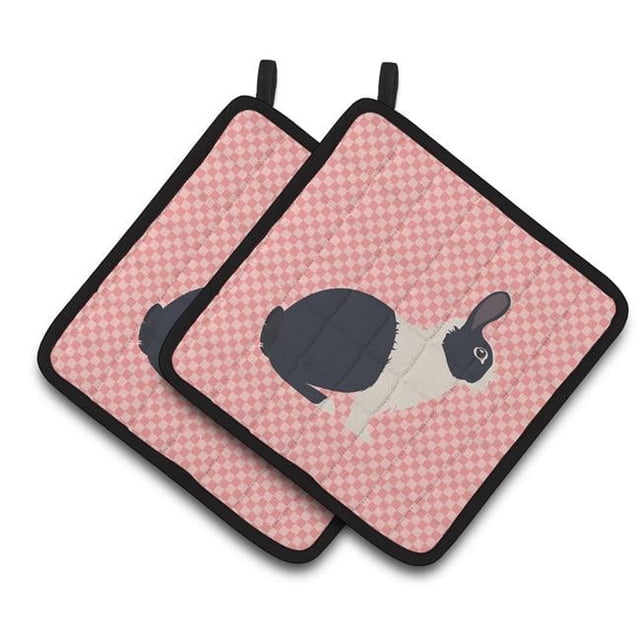 Caroline's Treasures Dutch Rabbit Pink Check Pair of Pot Holders ...