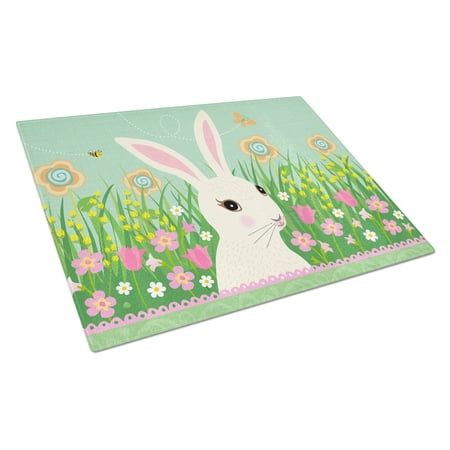 Caroline's Treasures Easter Bunny Rabbit Glass Cutting Board Large