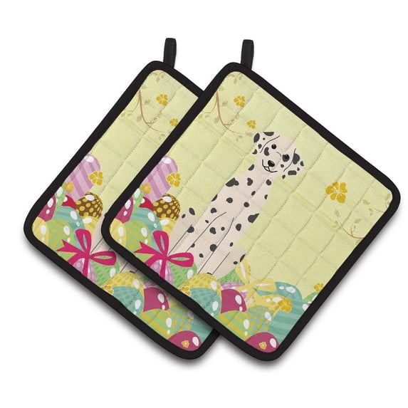 Caroline's Treasures Easter Eggs Dalmatian Pair of Pot Holders