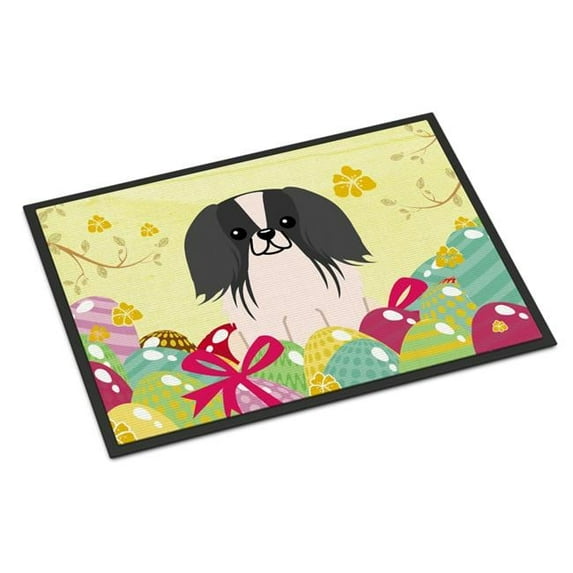 Carolines Treasures BB6105JMAT 24 x 36 in. Easter Eggs Pekingnese Black White Indoor or Outdoor Mat