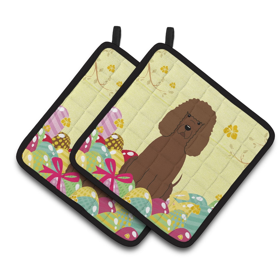 Caroline's Treasures Easter Irish Water Spaniel Pair of Pot Holders
