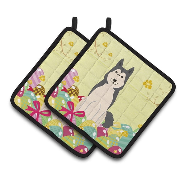 Caroline's Treasures Easter Laika Spitz Pair of Pot Holders