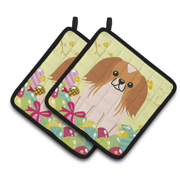 Caroline's Treasures Easter Pekingnese Red White Pair of Pot Holders