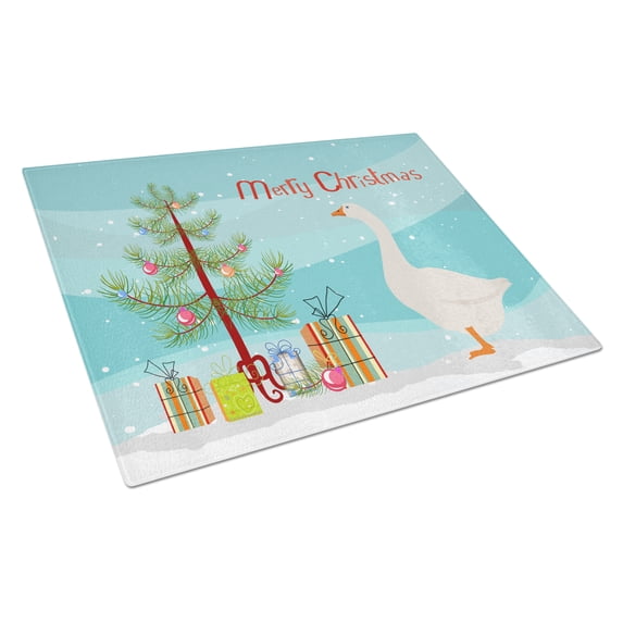 Caroline's Treasures Embden Goose Christmas Glass Cutting Board Large