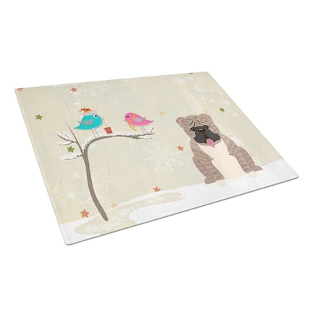 Caroline's Treasures English Bulldog Grey Brindle Glass Cutting Board Large