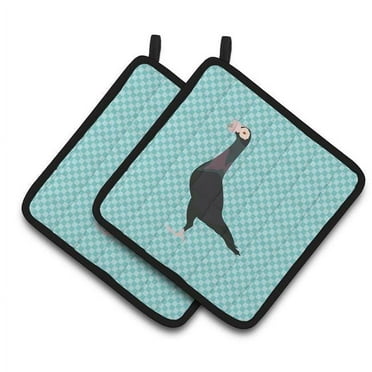 Caroline's Treasures English Carrier Pigeon Blue Check Pair of Pot Holders