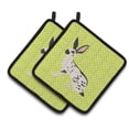 thumbnail image 1 of Caroline's Treasures English Spot Rabbit Green Pair of Pot Holders, 1 of 3