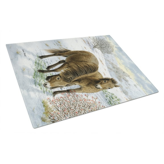 Caroline's Treasures Exmoor Ponies Horse Glass Cutting Board Large