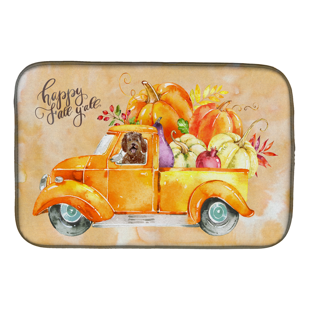 Caroline's Treasures Fall Harvest Labradoodle Dish Drying Mat