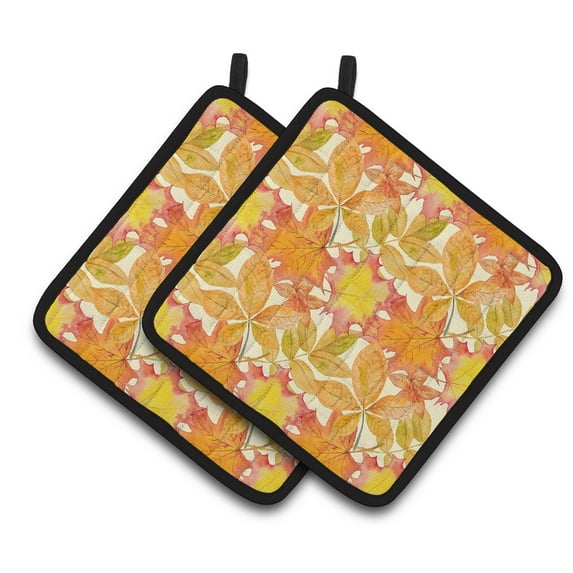 Caroline's Treasures Fall Leaves Watercolor Pair of Pot Holders