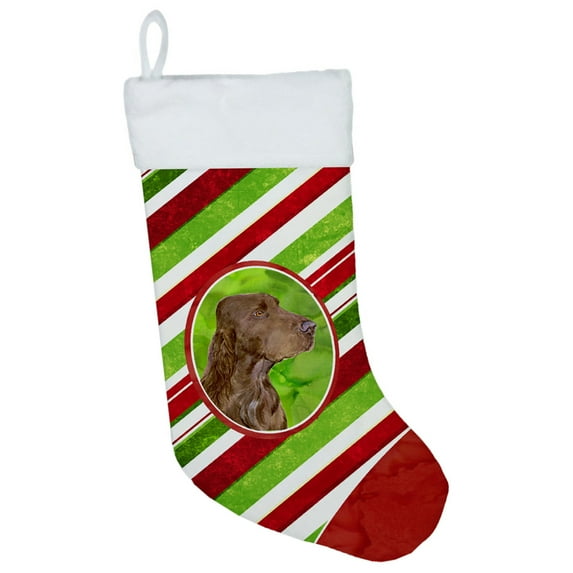 Caroline's Treasures Field Spaniel Winter Snowflakes Multi-color Christmas Stocking, with Soft Suede Fabric 18"