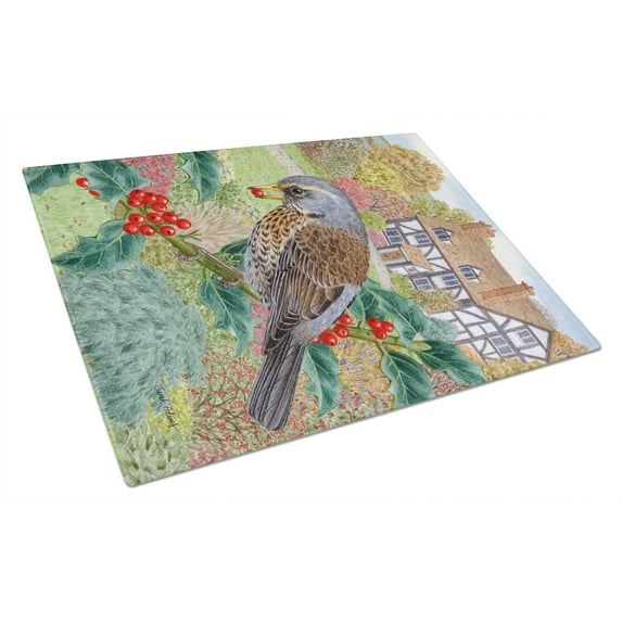 Caroline's Treasures Fieldfare Glass Cutting Board Large