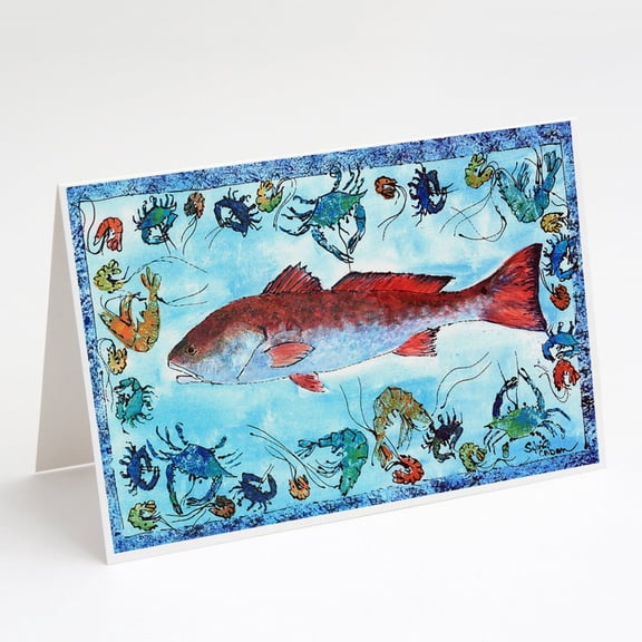 Red Fish Greeting Cards and Envelopes Pack of 8