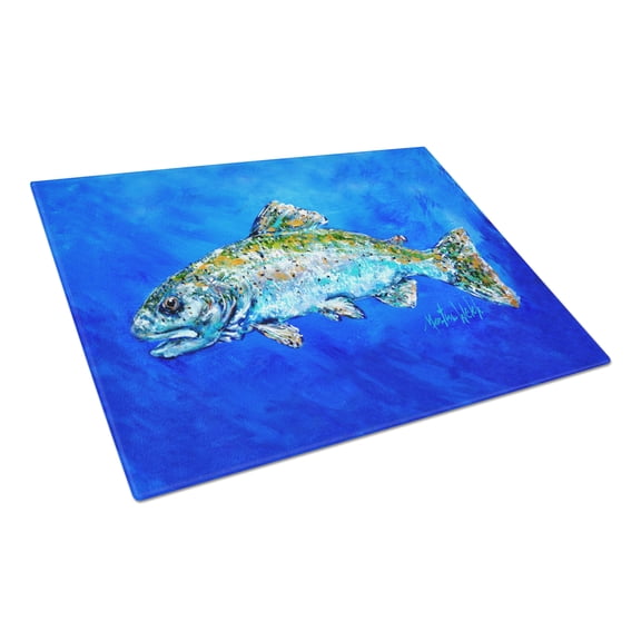 Caroline's Treasures Fish Headed Downstream Glass Cutting Board Large