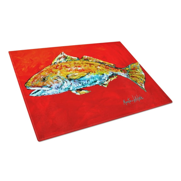Caroline's Treasures Fish - Red Fish Red Head Glass Cutting Board Large