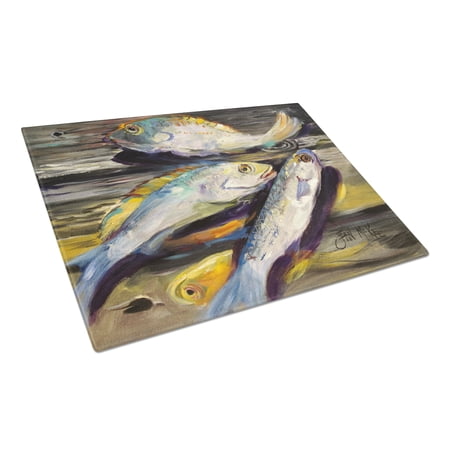 Caroline's Treasures Fish on the Dock Glass Cutting Board Large